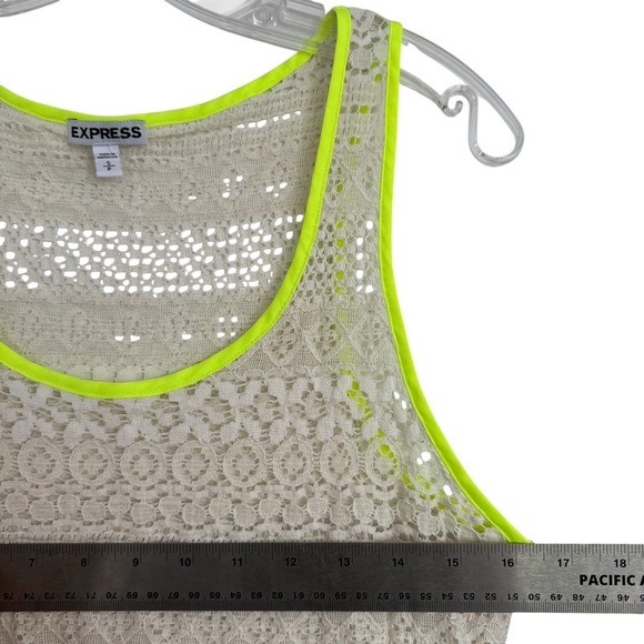 Express‎ Cream and Neon Lace Boho Tank Small - Picture 5 of 6